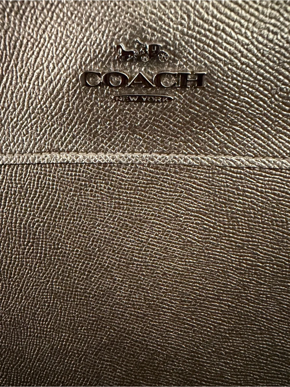 Coach Brooke Metallic Gold Leather Satchel w/ Snake-Print Handle Accent *EUC